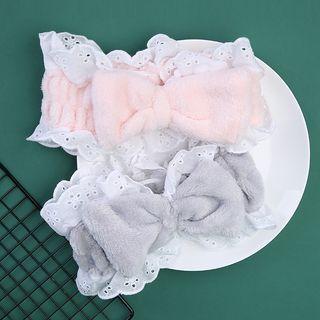 Bow Coral Fleece Face Wash Headband 1 Pc - Gray - One Size