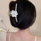 Flower Faux Pearl Hair Clamp Hair Clamp - Flower - White - One Size