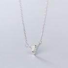 925 Sterling Silver Rhinestone Triangle Pendant Necklace S925 Silver - Necklace - One Size