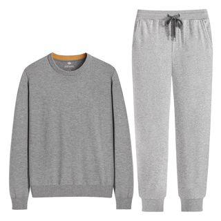 Set: Crew-neck Sweater + Drawstring Sweatpants