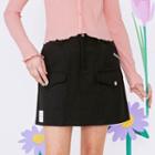 Fly-front A-line Mini Cargo Skirt
