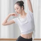 Short-sleeve Asymmetric Hem Dancing Top