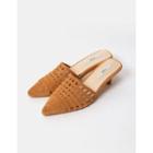 Pointy Openwork Heeled Mules