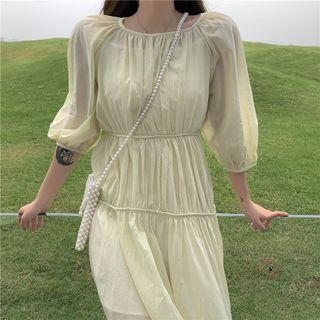 Set: 3/4-sleeve A-line Midi Dress + Slipdress