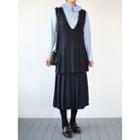 V-neck Sleeveless Pleated Layered Dress