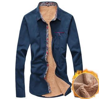 Fleece-lined Pattern-trim Shirt
