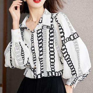 Long-sleeve Chain Print Blouse