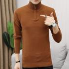 Plain Half-zipped Turtleneck Sweater