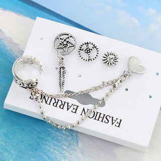 Set Of 4: Alloy Sun / Leaf Chained Earring As Shown In Figure - One Size