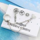 Set Of 4: Alloy Sun / Leaf Chained Earring As Shown In Figure - One Size