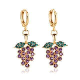 Grapes Rhinestone Alloy Dangle Earring 1 Pair - 01 - Gold - One Size