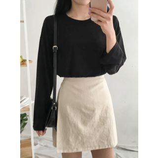 Band-waist Wrap-front Linen Skirt