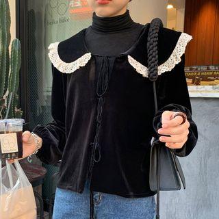 Velvet Open Front Jacket Black - One Size
