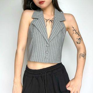 Notch Lapel Pinstriped Vest