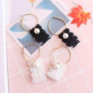 Faux Pearl Lace Hoop Earring