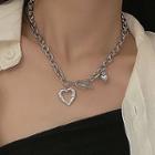 Heart Pendant Alloy Necklace 4019 - Silver - One Size