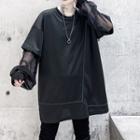 Cut-out Round-neck Oversized Long-sleeve Hoodie