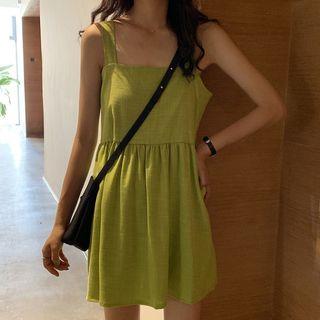 Open Back Spaghetti Strap Dress Green - One Size