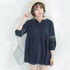 3/4-sleeve Lace-panel Top