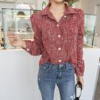 Faux-pearl Buttoned Tweed Shirt