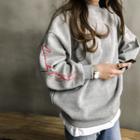 Lettering Loose-fit Fleece-lined Sweatshirt