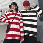 Couple Matching Striped Polo Pullover