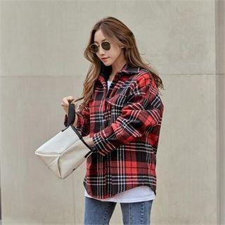 Faux-fur Lined Plaid Shirt