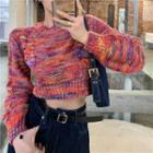 Crew-neck Crop Sweater As Figure - One Size