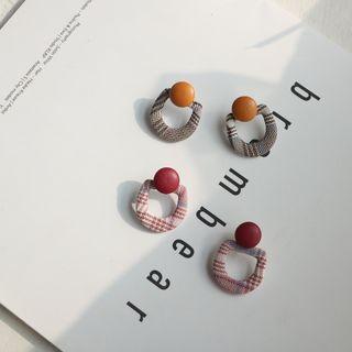 Houndstooth Fabric Hoop Earring