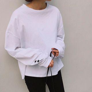 Long-sleeve Printed Top White - One Size