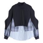 Mock Two-piece Sweatshirt Blue - One Size