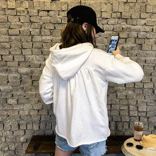 Shirred-back Zip-up Hoodie