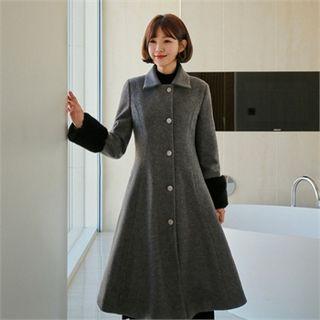 Faux-fur Cuff A-line Coat