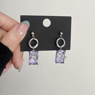 Rhinestone Alloy Dangle Earring D1043-1 - Purple - One Size