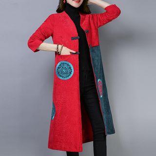 Embroidered Corduroy Frog-button Jacket