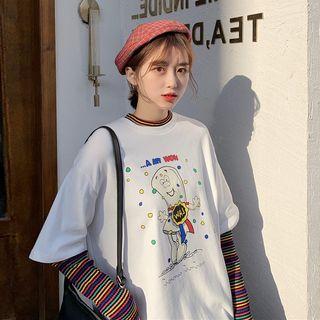 Long-sleeve Rainbow Stripe Printed Sweatshirt
