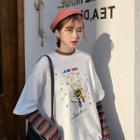 Long-sleeve Rainbow Stripe Printed Sweatshirt