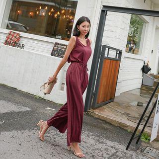 Slit Drawcord-waist Tank Jumpsuit