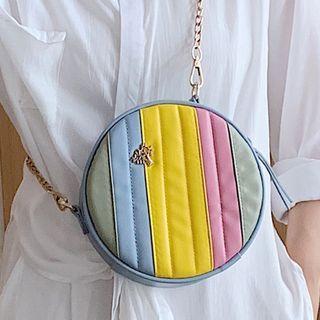 Round Color Block Chain Crossbody Bag