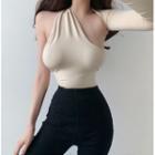 Cut-out One-shoulder Long-sleeve Top