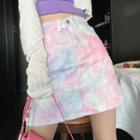 Toe-dyed A-line Denim Skirt