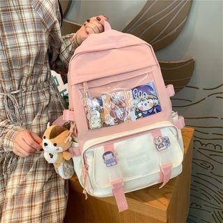 Color Block Pvc Panel Backpack / Bag Charm / Brooch