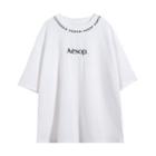 Lettering Embroidered Oversized Tee