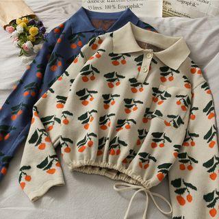 Printed Cherry Crop Sweater