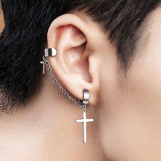Cross Chained Stainless Steel Earring