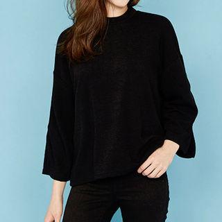 Crew-neck Slit-cuff Pullover