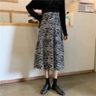 Zebra Pattern High-waist Maxi Skirt