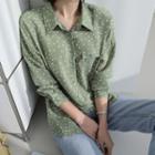 Flap-pocket Dotted Blouse