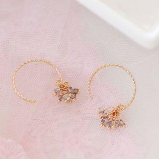Beaded C-shaped Earring 1 Pair - Gold - One Size