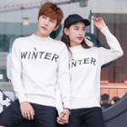 Couple Matching Lettering Mock Neck Sweater